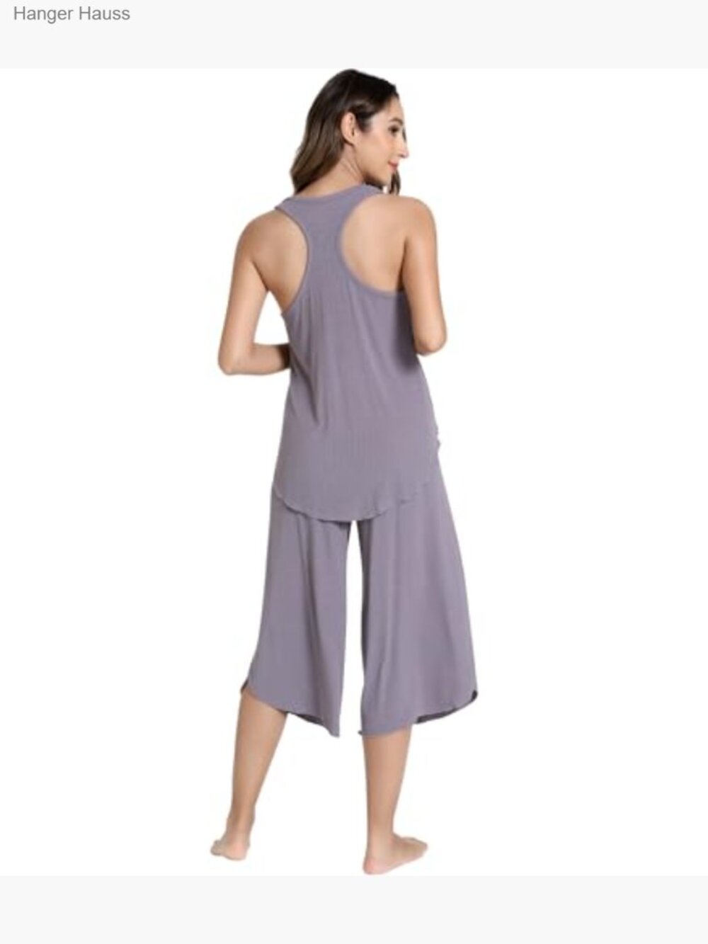 Women's Bamboo Viscose Ribbed Tank & Capri Pajama Set - Soft Sleepwear - Picture 3 of 7
